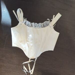 Elegant White Lace Trim Corset Top